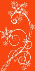 hand drawn flourish lines decorative scrolls and snowflakes design and background