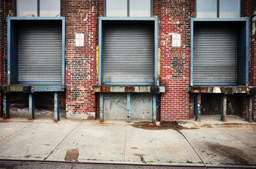 Old warehouse loading dock in Brooklyn New York, USA.