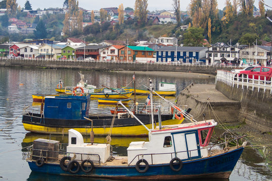 Chonchi harbour in Chiloe island Chile