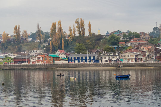 Chonchi harbour in Chiloe island Chile