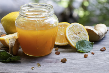 Honey homemade product with lemons for health