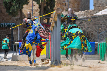 Knights fights in the old crusader fortress in old Acre