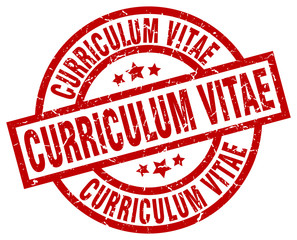 curriculum vitae round red grunge stamp