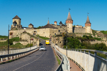 Obraz premium Panorama of Kamianets Podilskyi Fortress in summer, Ukraine