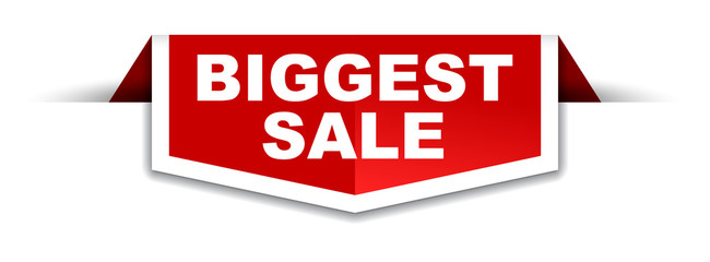 red and white banner biggest sale