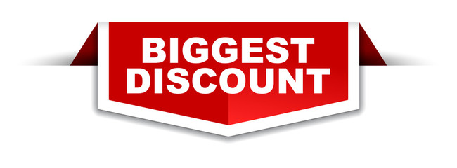 red and white banner biggest discount