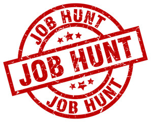 job hunt round red grunge stamp