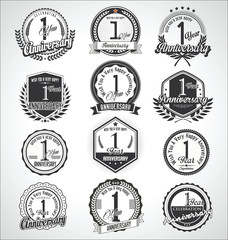 Obraz premium Retro vintage anniversary badges and labels collection 