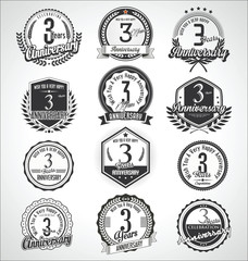 Fototapeta premium Retro vintage anniversary badges and labels collection 