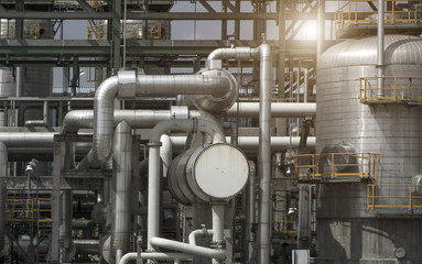 Industrial view at oil refinery plant form industry zone