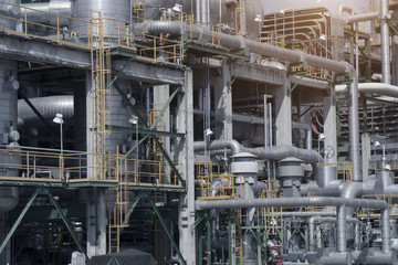 Industrial view at oil refinery plant form industry zone