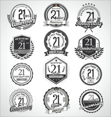 Retro vintage anniversary badges and labels collection 