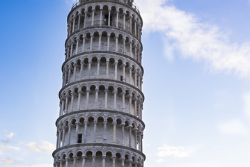 very famous and beautiful Leaning Tower in Piazza dei Miracoli in Pisa