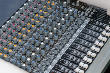 Professional studio equipment for sound mixing. Sound equalizer