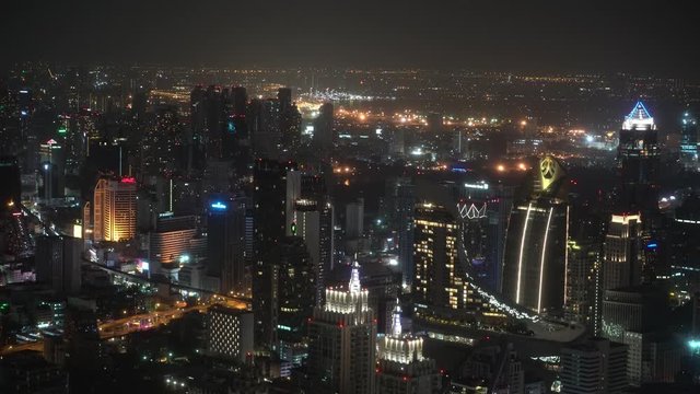 city view of skyscrapers and financial centers of the metropolis at night