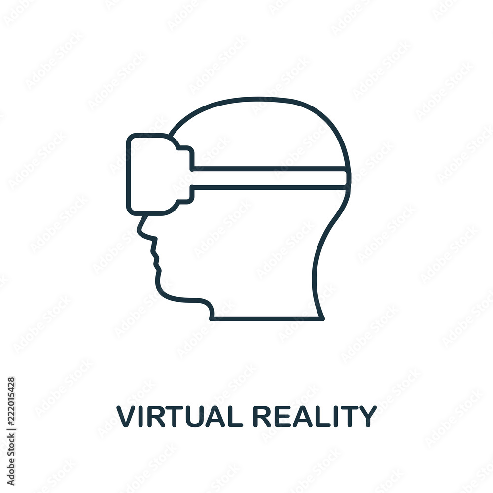 Poster virtual reality icon. monochrome style design from visual device icon collection. ui. pixel perfect 