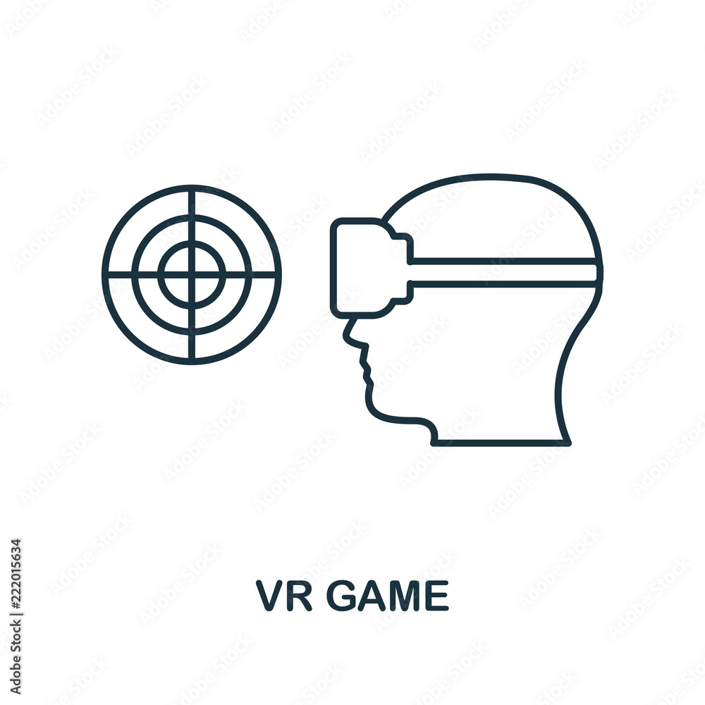 Aufkleber virtual reality game icon. monochrome style design from visual device icon collection. ui. pixel per