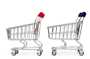 Shopping cart on white background