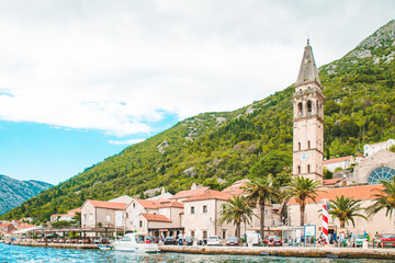 view from sea to perast city in montenegro