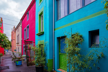 Fototapeta na wymiar Trentemoult village in France colorful houses