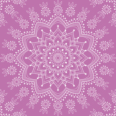 Seamless pattern with mandala ornament. Hand drawn illustration