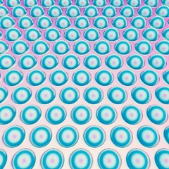 Hemispheres on a crystalline surface. Abstraction. Bubble wrap. Artistic vision. Shades of blue and pink. Texture. Waves. 3d illustration. Render.