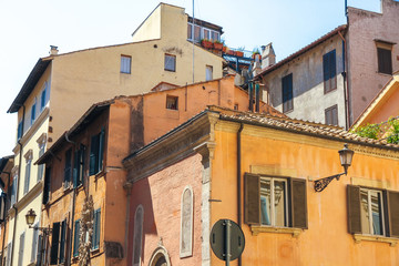 Fototapeta na wymiar View on the historic architecture in Rome, Italy on a sunny day.