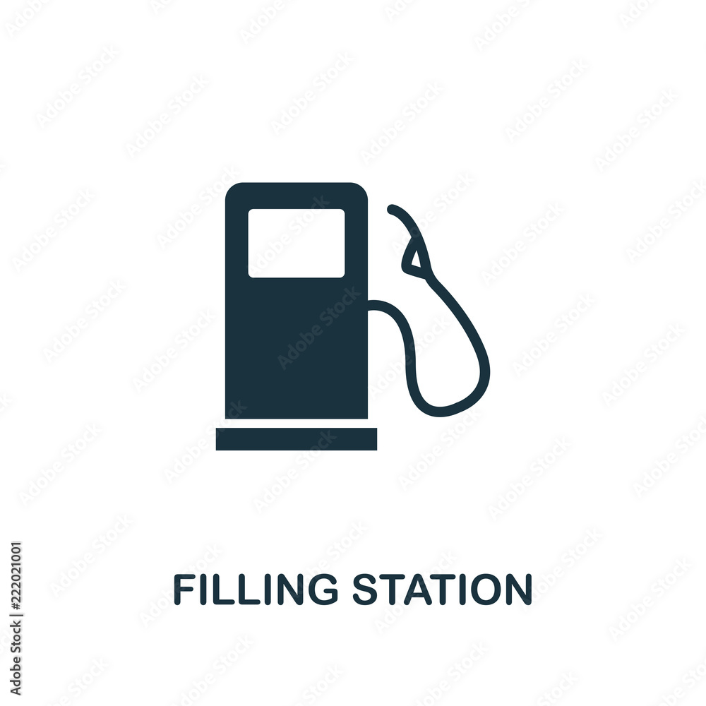 Poster filling station icon. monochrome style design from city elements icon collection. ui. pixel perfect 