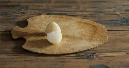 Cutted onion on cutting board