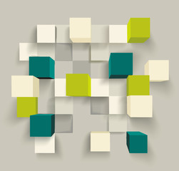 Abstract background with 3d cubes and rhombus,vector illustration.