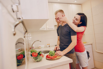 couple in a kitchen