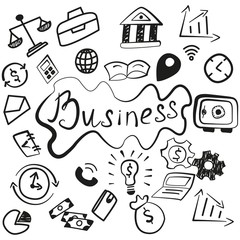 Set of business hand made finance icons