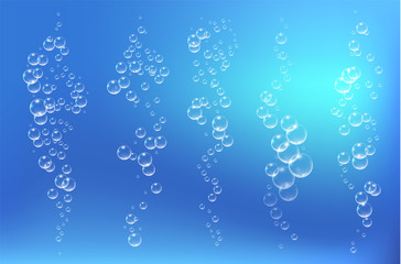 Bubbles under water vector illustration on blue background