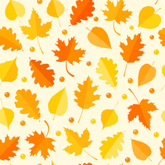 Naklejka na ściany i meble Seamless pattern with colorful autumn leaves