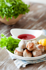 Traditional swedish meatballs with potato, cranberry and creamy sauce