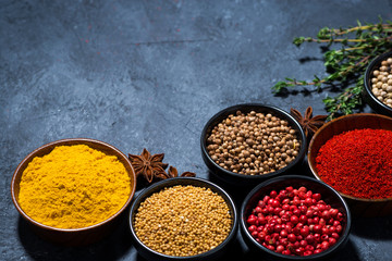 Obraz na płótnie Canvas paprika, turmeric, red pepper and other fragrant spices