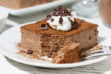 Fototapeta na wymiar piece of chocolate cheesecake, closeup