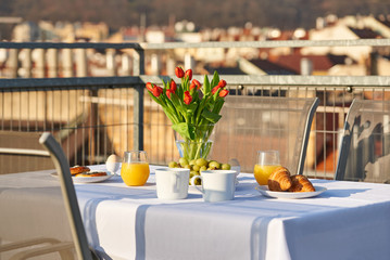 Breakfast on the terrace.