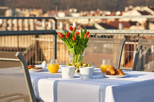 Breakfast on the terrace.