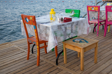a colorful dining table