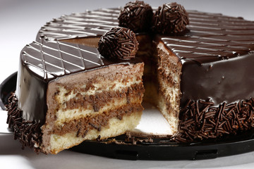 Chocolate cake with bonbon