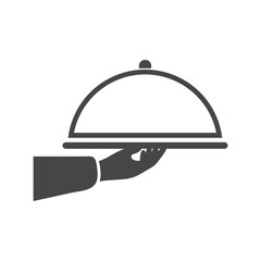 Waiter holds Food cover 