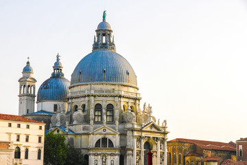 Fototapeta na wymiar View on the San Marco Basilica in Venice, Italy on a sunny day.