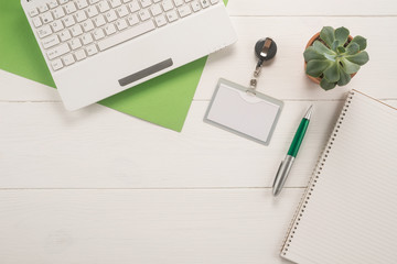 Office table with a flower