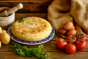 still life with spike typical Spanish potato omelette