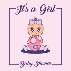 baby shower card with little girl and bib