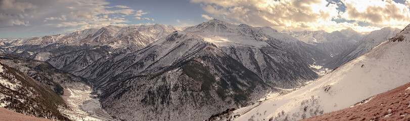 Magnificent view from the top to the mountain valley