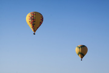 hot air balloon and blue sky background
