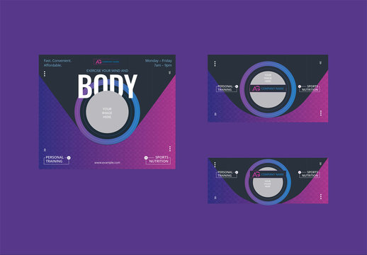 Social Media Post Layout Set with Purple Gradient Accents