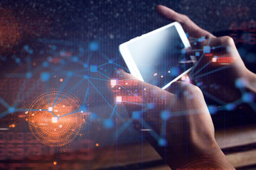 man play smartphone with social network and internet